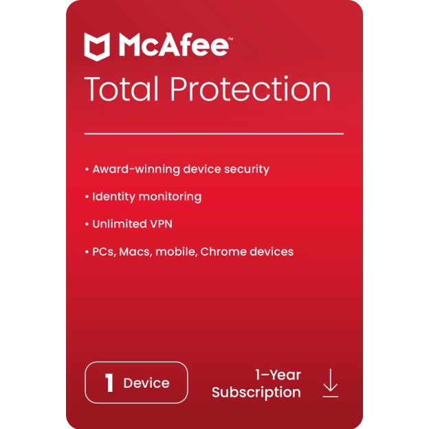 Clé McAfee Total Protection 2024 (1 an / 1 appareil)