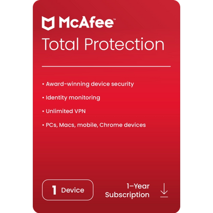 Clé McAfee Total Protection 2024 (1 an / 1 appareil)