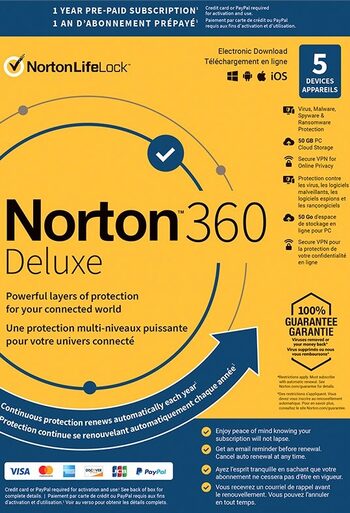 Norton 360 Deluxe 2023 EU Key (1 an / 5 appareils) + 50 GB Cloud Storage